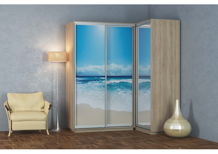 Corner wardrobe with slides